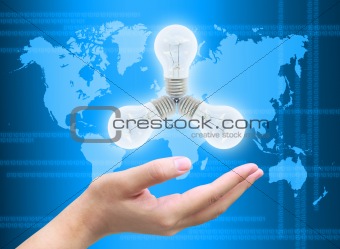 light bulb in women hand