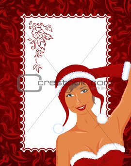 christmas lady with greeting card