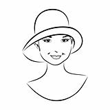 vintage girl face in hat