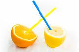 fresh natural lemon and orange juice with ice