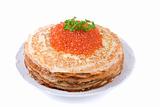 Pancake with red caviar