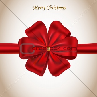 Merry Christmas card with a red bow