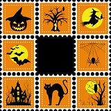 Halloween illustration set of stamp