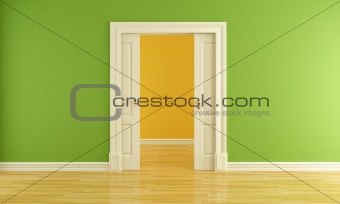 Empty room with sliding door