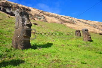 Buried Moai on Easter Island