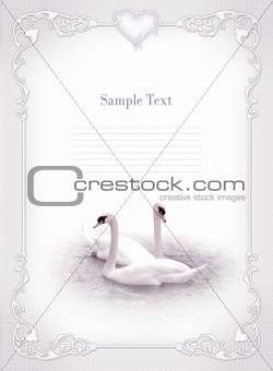 Wedding invitation, frame, swan