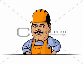 uniform worker man with smile and helmet