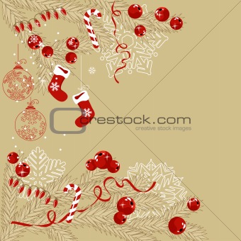 Background with traditional Christmas symbols