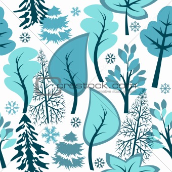 Seamless pattern with winter forest