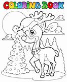 Coloring book Christmas deer 1