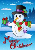 Merry Christmas card with snowman 2