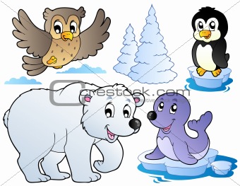 Various happy winter animals
