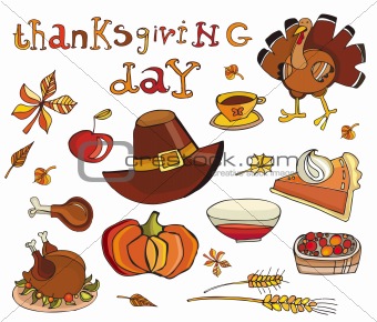 Thanksgiving day icon set