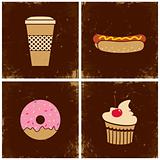 Four illustrations fast food