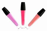 lipsticks (lipgloss) of pink color isolated on white background