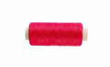 red thread bobbin isolated on white background