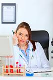 Medical doctor woman tired of her work
