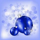 vector christmas balls on background with snowflakes and stars