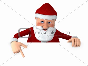 Santa pointing at blank sign
