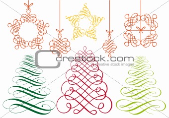 christmas ornaments, vector set