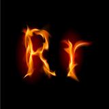Fiery font. Letter R