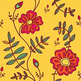 Seamless pattern with color flowers