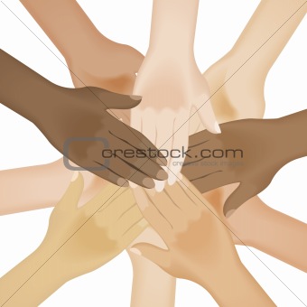 Multiracial human hands