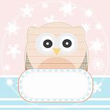 cute owl with a blank empty sign. vector background