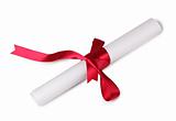 Scroll and red ribbon