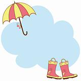 Illustration cute rain boots and umbrella