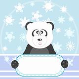 Panda with empty blank and snow blue background vector