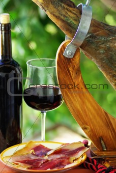 Spanish Jamon  and red wine.