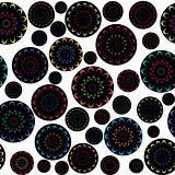 Pattern with black abstract flowers