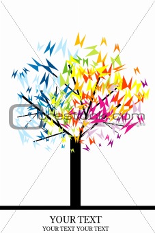 Stylized tree with colored butterflies