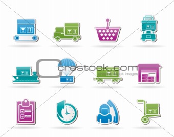 Logistic, cargo and shipping icons