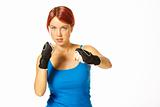 female boxer in gloves