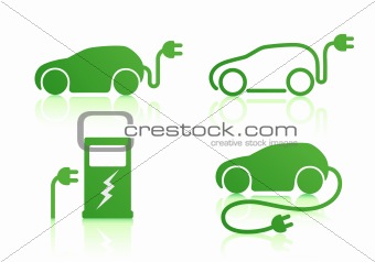 electric powered car icons