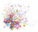 Abstract butterfly floral background