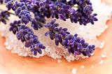 Lavender flowers and the bath salt - beauty treatment 