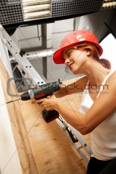 female carpenter on duty