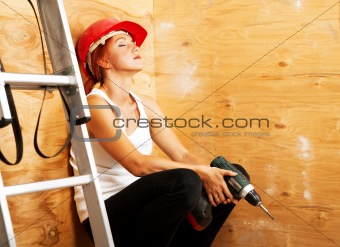 female carpenter on duty