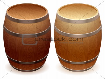 Wooden barrels.