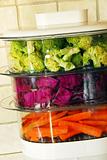 Colorful vegetables in steamer
