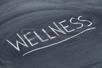 wellness word on blackboard