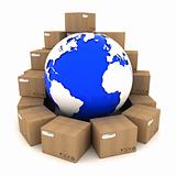 Cardboard boxes around Earth