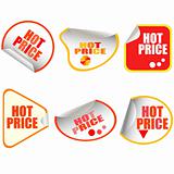 Vector Hot Price Button stickers set card