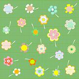 Hand drawn floral background with set of different flowers vector