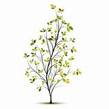 green vector tree silhouette with leaves