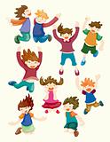 cartoon child jump icons