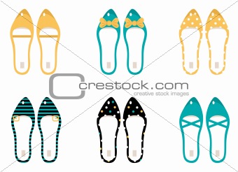 Retro Shoes collection isolated on white ( yellow & blue )

